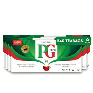 PG Tips Premium Black Tea For a Classic Caffeinated Beverage, Black Tea Bags, 240 Total Bags (40 Count - Pack of 6)