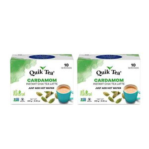 QuikTea �J���_���� �`���C �e�B�[ ���e - 20 �J�E���g (�e 10 ���� 2 ��) - ���ׂēV�R�ŕۑ����s�g�p�̖{�i�I�ȃC���X�^���g �`���C Quik Tea QuikTea Cardamom Chai Tea Latte - 20 Count (2 Boxes of 10 Each) - All N