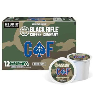 Black Rifle Coffee Company CAF, 12 Count, Medium Roast K Cups - Single Serve K Cups Coffee Pods - Kcup Pods Compatible with Keurig 1.0 & 2.0 - Made from Arabica Beans