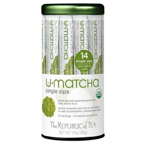 The Republic of Tea ? Organic U?Matcha Single Sips, Naturally Caffeinated Matcha Green Tea Powder, 14 Packets