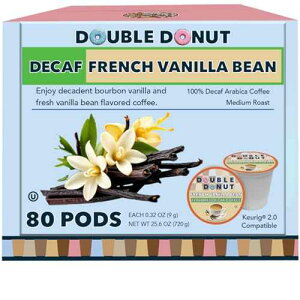 ?? ?? ???? ? ?? (???? ??? ???, 80??) Double Donut Coffee Decaf French Vanilla Coffee Pods, Medium Roast Single Serve French Vanilla Bean Decaf Flavored Coffee Pods For Keurig K Cup Brewers, 80
