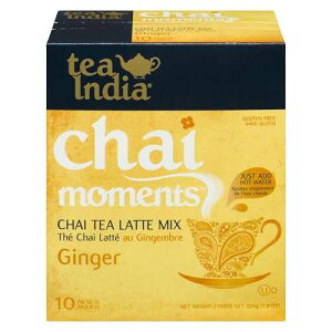 Tea India Chai Moments Ginger Chai Tea Instant Latte Mix Flavorful Blend Of Premium Black Tea, Ginger & Natural Ingredients Traditional Indian Caffeinated Tea Individually Wrapped 10 Sachets