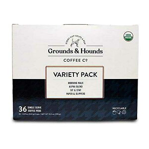 GROUNDS AND HOUNDS COFFEE CO. Grounds & Hounds Single Serve Organic Coffee Pods - K Cup Coffee Pods Variety Pack, K Cup Coffee Blends, Recyclable Coffee Pods, 4 Boxes of 9 Coffee Pods, 36 Count