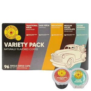 New Mexico Pinon Coffee New Mexico Pinon Naturally Flavored Coffee K Cups Variety Pack - Medium & Dark Roast 100% Arabica K-Cup Capsules - Recyclable Single Serve Coffee Pods - 96 Count