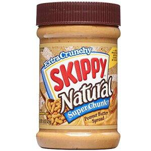SKIPPY Natural SUPER CHUNK Peanut Butter Spread, 7 g Protein Per Serving, 15 oz (12 Pack)
