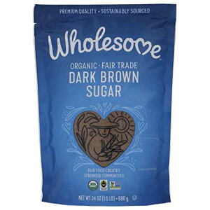 Wholesome Sweeteners 24-Ounce Organic Dark Brown Sugar, Fair Trade, Non GMO, Gluten Free & Vegan, Sugar for Baking and Glazing, 1 Pack
