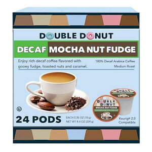 ?? ?? ??? ??? ???? ?? ??, ?? ?? ?? ?, ??? K-? ???, ??? 24? ?? ?? ?? Double Donut Coffee Medium Roast Decaf Coffee Pods, Mocha Nut Fudge Flavored, for Keurig K-Cup Machines,