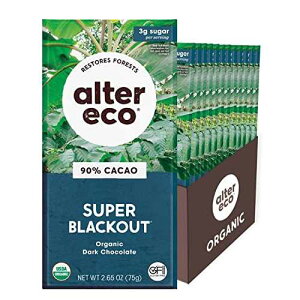 Alter Eco Chocolate Bars Pure Dark Cocoa, Fair Trade, Organic, Non-GMO, Gluten Free (12-Pack Super Blackout)