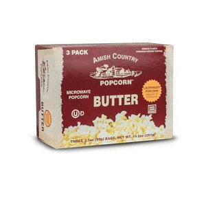 Amish Country Popcorn | Old Fashioned Microwave Popcorn | Non-GMO, Gluten Free, Microwaveable and Kosher (Ladyfinger Butter, 3 Bags)