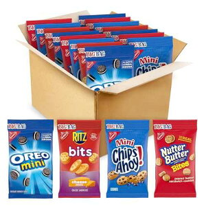 Mondelez International OREO Mini Cookies, CHIPS AHOY! Mini Cookies, Nutter Butter Bites & RITZ Bits Cheese Crackers Variety Pack, 15 Big Bags