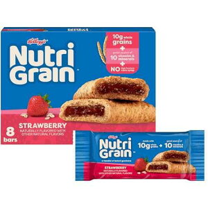 Kellogg's Nutri-Grain, Soft Baked Breakfast Bars, Strawberry, Made with Whole Grain, 10.4 oz (8 Count) Nutri Grain Kellogg's Nutri-Grain, Soft Baked Breakfast Bars, Strawberry, Made with Whole Grain, 10.4 oz (8