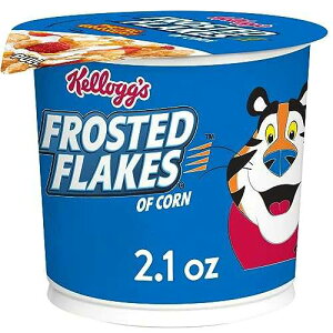 Kellogg's Frosted Flakes Cold Breakfast Cereal Cup, 8 Vitamins and Minerals, Kids Snacks, Original, 2.1oz (1 Cup)