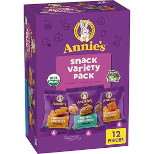 Annie's Homegrown Annie's Organic Variety Pack, Cheddar Bunnies, Bunny Grahams and Cheddar Squares, 12 Pouches, 11 oz