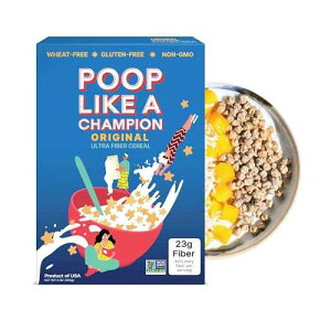 Poop Like A Champion Ultra High Fiber Cereal - Non GMO - Fiber Supplement - Corn Bran Breakfast Essentials with Soluble Fiber, Insoluble Fiber & Psyllium Husk Powder