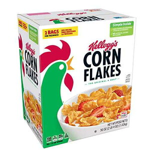 WAHALAA Kellogg's Corn Flakes Breakfast Cereal, 8 Vitamins and Minerals, Healthy Snacks, Original, 36oz Box (2 Bags)
