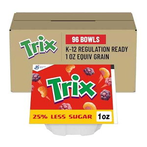 Trix 25% Less Sugar Bowl Pak Cereal, 96 Count