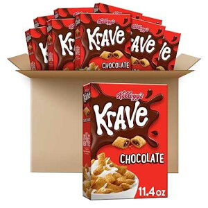 Kellogg's Krave Cold Breakfast Cereal, 7 Vitamins and Minerals, Kids Snacks, Chocolate (10 Boxes)