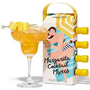 Thoughtfully Cocktails, Margarita Mixer Gift Set, 2.3 Ounces Each, Flavors Include Blood Orange, Strawberry, Mango, Watermelon, and Lime, Includes Rimming Salt, Pack of 4 (Contains NO Alcohol)
