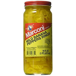 ???? ??? ??? ?, 16?? Marconi Mild Banana Pepper Rings | Sliced Pickled Peppers for Sandwiches, Pizza, Salads & More | 16oz