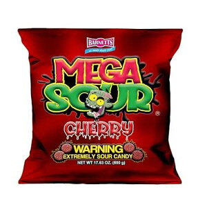 Barnetts - Mega Sour Candy Cherry 500g (17.6 ounces) - Trendy Sweet Bags - Traditionally Handmade Sweets - Sour Coating Lasts 20 Seconds - Candies for Party Bag, Gift Hamper, or Hamper Box