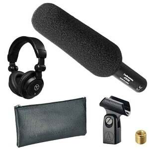Audio-Technica AT875R ���C�� + �O���f�B�G���g �V���b�g�K�� �R���f���T�[ �}�C�N����уw�b�h�t�H�� �L�b�g Audio-Technica AT875R Line + Gradient Shotgun Condenser Microphone and Headphone Kit
