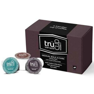 TRUCUP trucup Low Acid Coffee K-Cups - Medium + Bold + Dark Roast - Single Serve Coffee Pods - Can Be Gentle on the Stomach (36 Count)
