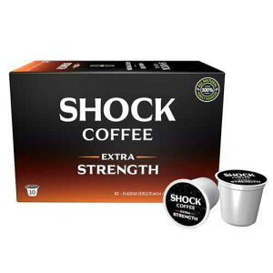 Shock Coffee Extra Strength Cups - Bold all Arabica Med-Dark Roast - Fresh Look - Richer Taste 10 count