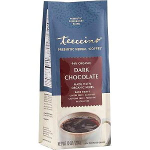 Teeccino Dark Chocolate Prebiotic SuperBoost Coffee Alternative - Support Probiotics with Caffeine-Free Herbal Coffee Featuring 3 Vegan Prebiotics for Gut Health, 10 Ounce
