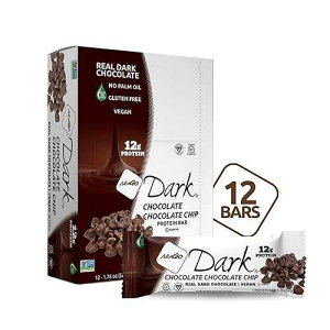 NuGo Dark Chocolate Chip, 12g Protein Bar, Vegan, Gluten Free, Kosher Pareve, 12 Count