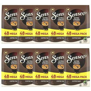 Senseo Extra Strong Dark Roast Coffee Pods, 48 Count (Pack of 10) - Single Serve Coffee Pods Bulk Pack for Senseo Coffee Machine - Compostable Coffee Pods for Hot or Iced Coffee, Cold Brew Coffee