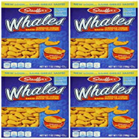 7オンスボックス、Stauffer's、クジラ、ベイクドチェダースナッククラッカー、7オンスボックス（4個パック） 7 Ounce Box, Stauffer's, Whales, Baked Cheddar Snack Crackers, 7oz Box (Pack of 4)