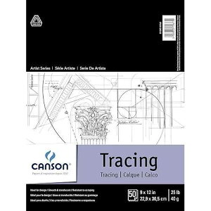 Canson �t�@���f�[�V���� �g���[�V���O�y�[�p�[ �p�b�h �C���N�A���M�A�}�[�J�[�p�A�܂�d�ˁA25 �|���h�A9 x 12 �C���`�A50 �� Canson Foundation Tracing Paper Pad for Ink, Pencil and Markers, Fold Over, 25 Pound, 9 