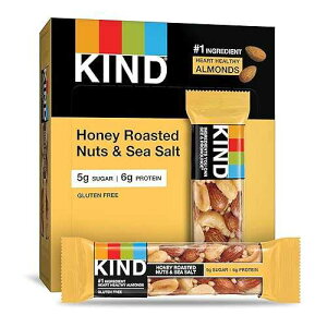 KIND Bars�A�n�j�[���[�X�g�i�b�c&�V�[�\���g�A�O���e���t���[�A�ᓜ�A1.4�I���X�A12�{���� KIND Bars, Honey Roasted Nuts & Sea Salt, Gluten Free, Low Sugar, 1.4oz, 12 Count