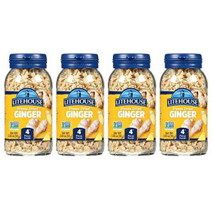 Litehouse Freeze Dried Ginger - Substitute for Fresh Ginger, Frozen Ginger, Equal to 4 Ginger Bunches, Organic Dried Ginger Root Seasoning, Non-GMO, Gluten-Free, Dried Ginger for Tea - 0.56 Oz, 4-Pack