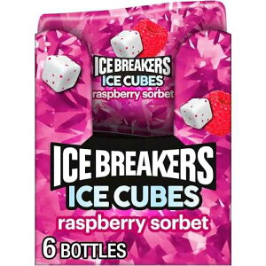 ICE BREAKERS Ice Cubes Raspberry Sorbet Flavored Sugar Free Chewing Gum Bottles, 3.24 oz (6 Count, 40 Pieces)