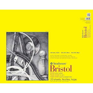 Strathmore 300 Series Bristol Paper Pad, Vellum, Tape Bound, 19x24 inches, 20 Sheets (100lb/270g) - Artist Paper for Adults and Students - Charcoal, Pen and Ink, Marker, and Pastel