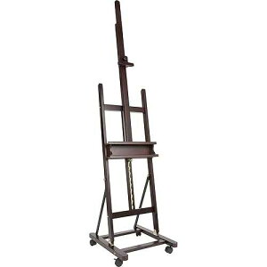 SoHo Urban Artist Wooden Easel - H-Frame Studio Easel for Tabletop Easels for ting & Drawing Desk, Supports Canvases Up to 71, Mahogany Finish, Adjustable with Locking Casters