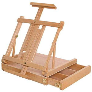 U.S. Art Supply Large Adjustable Wooden Desktop Easel with Storage - Portable Sketchbox, Tabletop Easels for Painting, Drawing & Art Supplies, Premium Beechwood
