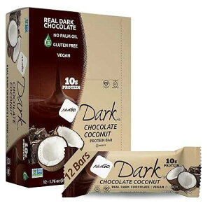 NuGo Dark Chocolate Coconut, 10g Protein Bar, Vegan, Gluten Free, Non-GMO, Kosher Pareve, 12 Count