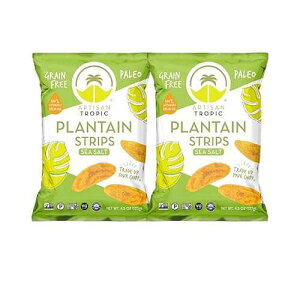 ARTISAN TROPIC Plantain Strips Sea Salt - 2 Pack, 4.5oz - Vegan, Paleo, Gluten Free Chips Whole 30 Approved Foods Non-GMO Healthy Snack for Lunches, Dipping, Parties - Baked Banana Chips