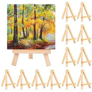 Eboot 12 Pack 5 Mini Wood Display Easel Natural Wooden Tripod Holder Stand Artist Mini Easel Tabletop Canvas Stand for Painting Arts Crafts Easels for Display Card Photo