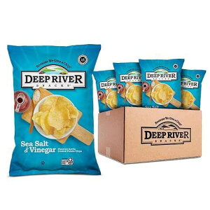 Deep River Snacks Deep River Kettle Cooked Potato Chips, Sea Salt and Vinegar Chips 8oz (Pack of 12) - Crunchy and Flavorful, Kosher Certified, Gluten-Free, Non-GMO, Perfect for Parties and Picnics