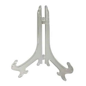 FixtureDisplays 1PK Two-Piece Plate Easel for Counter, 5.5-inch Plate Holder - Clear 119066-1PK-SNL LISTING