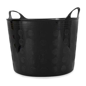 Tuff Stuff Products F12-BK Large 12 Gallon Plastic Outdoor Carry Flex Tub Storage Bin Container Tote Tubs Bucket with Handles, Black