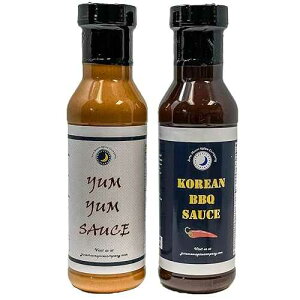 June Moon Spice Company Asian Sauce | Variety 2 Pack | 12 Fluid Ounce Bottles with Flavor Lock Caps | Korean BBQ Sauce | Yum Yum Sauce | Low Cholesterol | Crafted in Small Batches | Premium | Delicious Asia