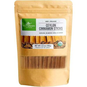 CEYLONFLAVORS FRESH AND PURE Ceylon Flavors organic Ceylon cinnamon sticks 3.5 oz (3 ) True Cinnamon, Premium Grade, Harvested & Packed from a USDA Certified Organic Farm in Sri Lanka (not cassia cinnamon)