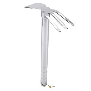 ViaGasaFamido Hoe and Rake 2 in 1 Garden Cultivator Tool, Dual-use Mini Heavy Duty Garden Hoes with Comfortable Handle for Loosening Soil, Weeding and Digging