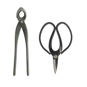 BambooMN Bonsai Starter Tool Kit 2pc Set - 11 Concave Cutter, 7 Heavy Duty Shear