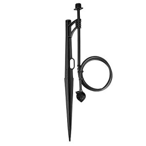 Raindrip A159CPUB Adjustable Flow Bubbler Assembly, Full-Circle Pattern, 8 Stream, with 1/4 in. Clamp N Pierce Inlet on 13 in. Stake, Black