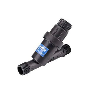 NDS PRYF 30 Pressure-regulating Y Filter, 3/4 in. MPT X 3/4 in. MPT, 0.2-5 GPM Flow Range, 30 PSI, 200 Mesh, Black